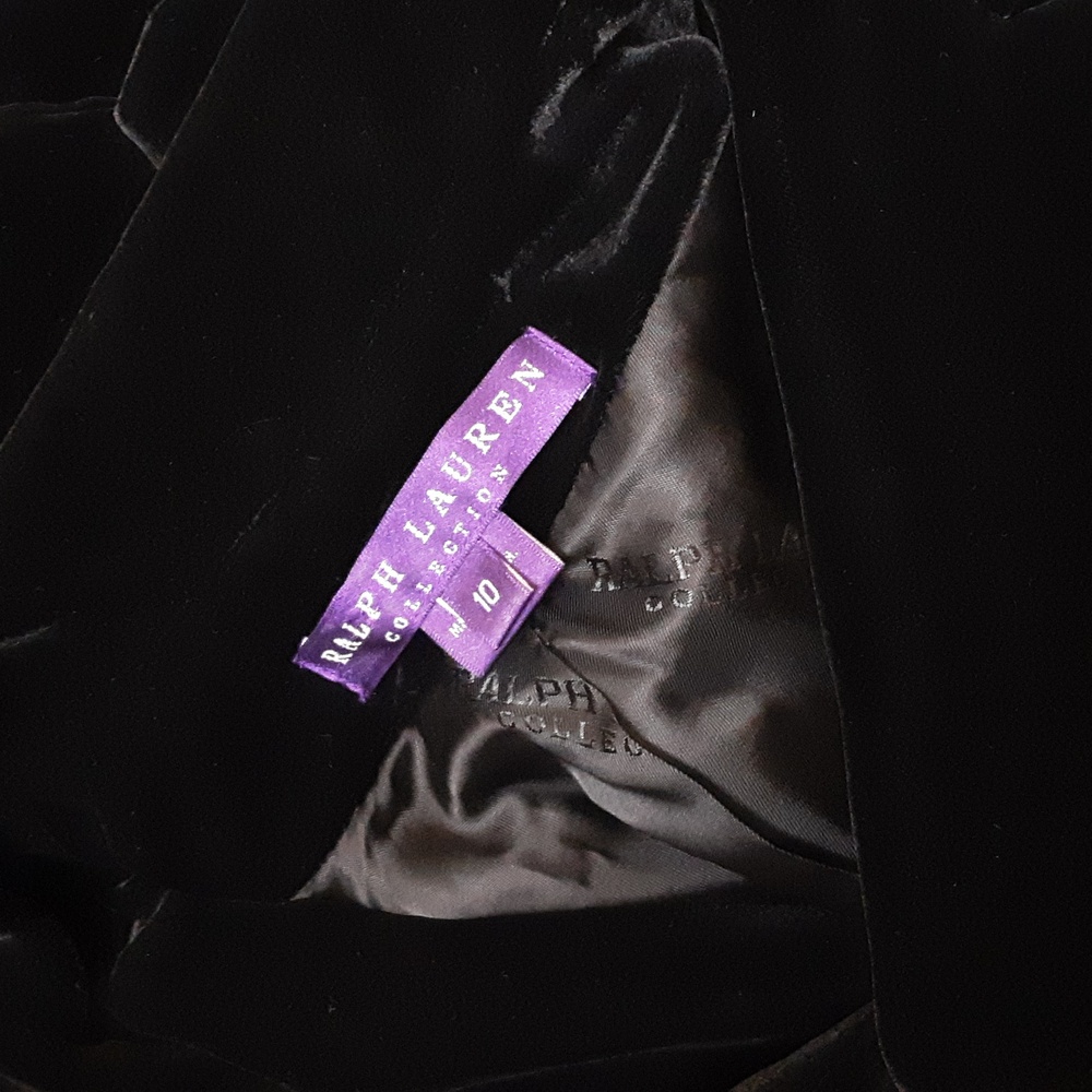 Vintage Ralph Lauren Purple Black Velvet Double Breasted Fitted Blazer Small 10 - Picture 2 of 15